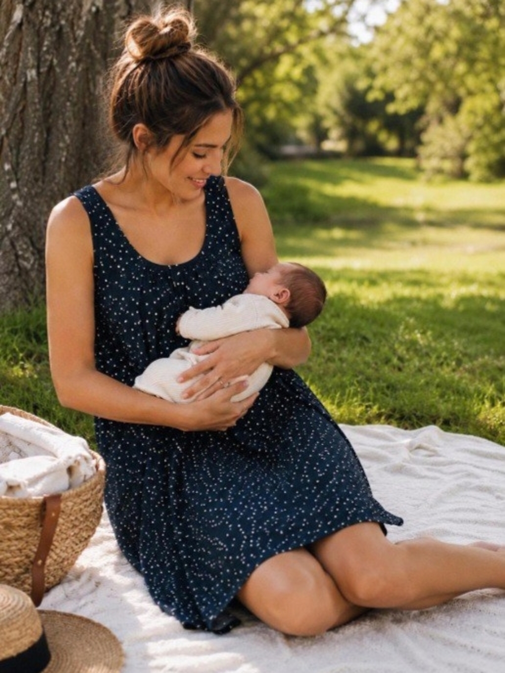 Latched Mama Navy Dot Nursing Momper